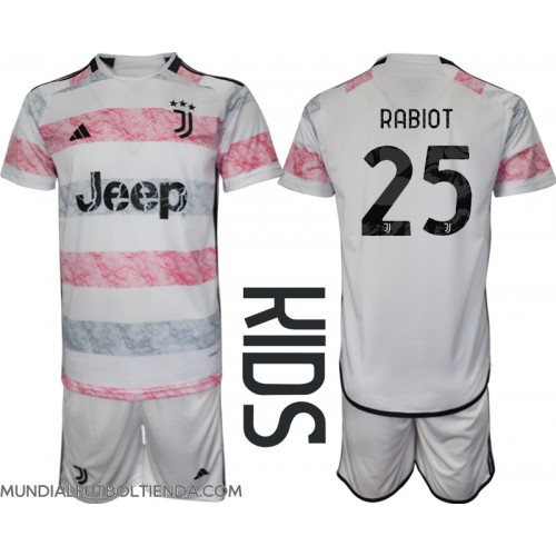 Camiseta Juventus Adrien Rabiot #25 Segunda Equipación Replica 2023-24 para niños mangas cortas (+ Pantalones cortos)